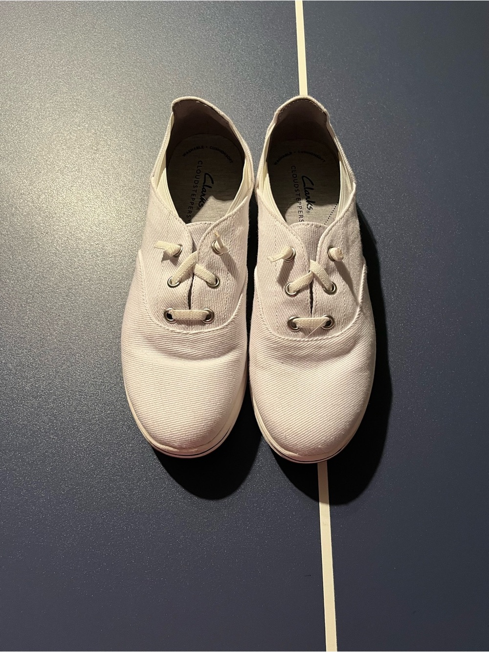 Clarks White Canvas Lace-Up Women's Sneakers